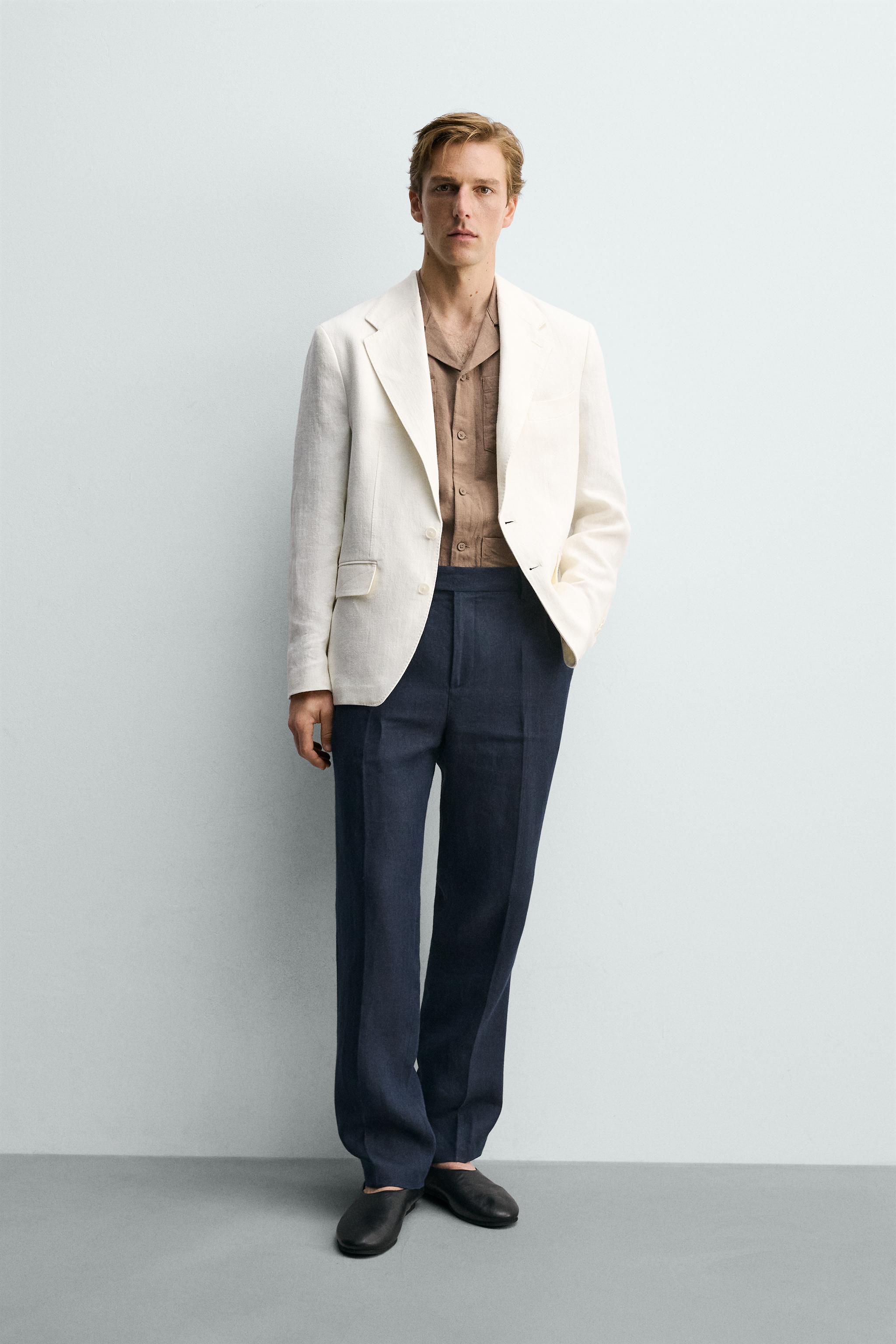 100% LINEN RELAXED FIT SUIT JACKET